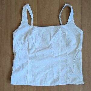 Cotton-Blend Squareneck Corset Top (Abercrombie & Fitch, Size M, White)